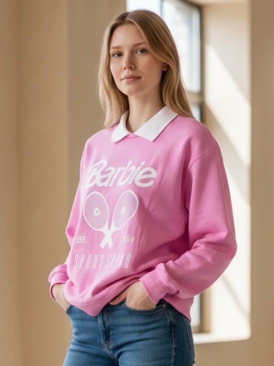 Barbie Tops - Rare Barbie Graphic Pink Collar Sweatshirt